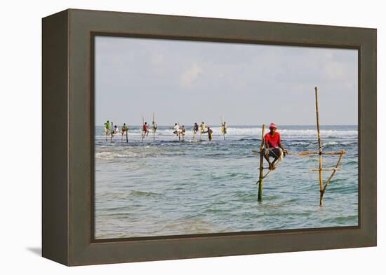 Stilt Fishermen, Dalawella, Sri Lanka, Indian Ocean, Asia-Christian Kober-Framed Premier Image Canvas