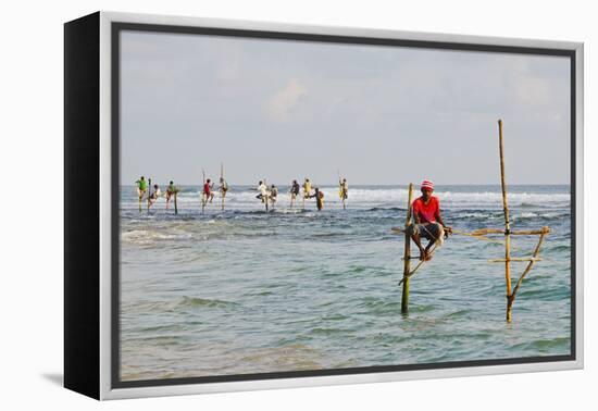 Stilt Fishermen, Dalawella, Sri Lanka, Indian Ocean, Asia-Christian Kober-Framed Premier Image Canvas