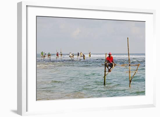 Stilt Fishermen, Dalawella, Sri Lanka, Indian Ocean, Asia-Christian Kober-Framed Photographic Print