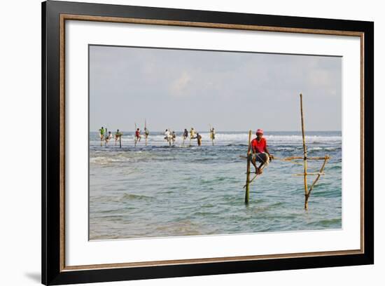 Stilt Fishermen, Dalawella, Sri Lanka, Indian Ocean, Asia-Christian Kober-Framed Photographic Print