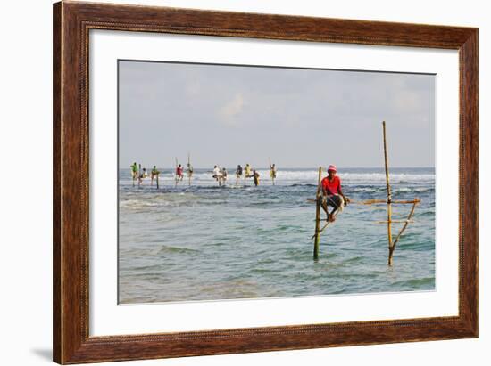 Stilt Fishermen, Dalawella, Sri Lanka, Indian Ocean, Asia-Christian Kober-Framed Photographic Print