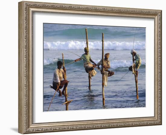 Stilt Fishermen, Weligama, Sri Lanka, Asia-Upperhall Ltd-Framed Photographic Print