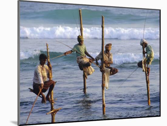 Stilt Fishermen, Weligama, Sri Lanka, Asia-Upperhall Ltd-Mounted Photographic Print