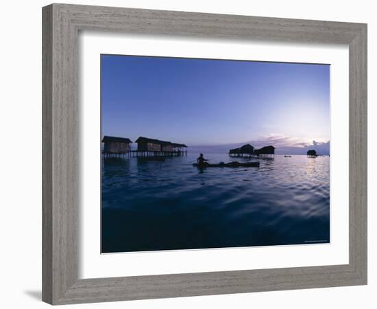 Stilt House Villages Over the Sea, Lived in by Bajau Families, Sabah, Island of Borneo, Malaysia-Lousie Murray-Framed Photographic Print