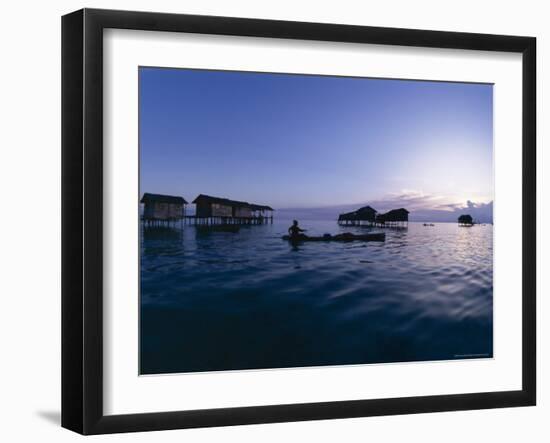 Stilt House Villages Over the Sea, Lived in by Bajau Families, Sabah, Island of Borneo, Malaysia-Lousie Murray-Framed Photographic Print