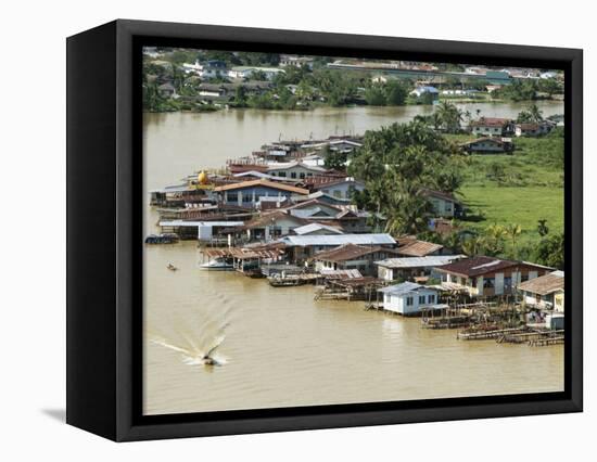 Stilt Houses Along Limbang River, Limbang City, Sarawak, Island of Borneo, Malaysia-Tony Waltham-Framed Premier Image Canvas