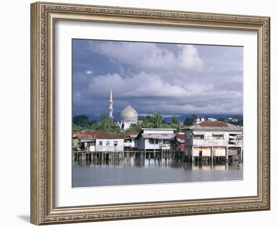 Stilt Village and State Mosque, Kota Kinabalu, Sabah, Island of Borneo, Malaysia-Robert Francis-Framed Photographic Print