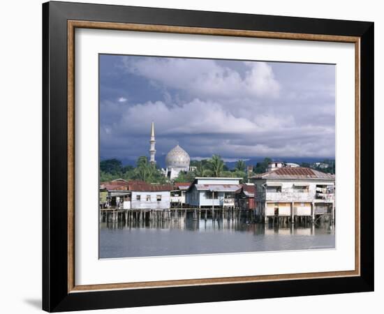 Stilt Village and State Mosque, Kota Kinabalu, Sabah, Island of Borneo, Malaysia-Robert Francis-Framed Photographic Print