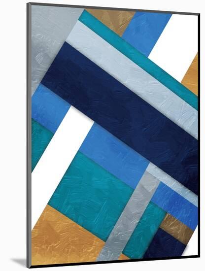 Stipe Overlay Blue-Jace Grey-Mounted Art Print