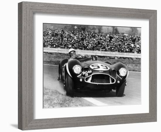 Stirling Moss Diving an Aston Martin DB3S, Goodwood, West Sussex, 1956-null-Framed Photographic Print