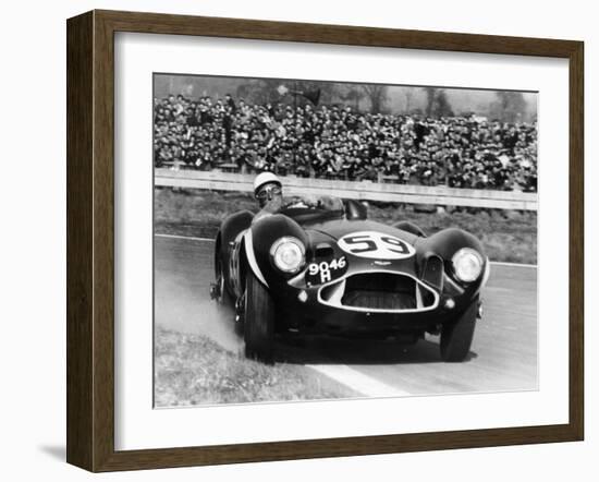 Stirling Moss Diving an Aston Martin DB3S, Goodwood, West Sussex, 1956-null-Framed Photographic Print