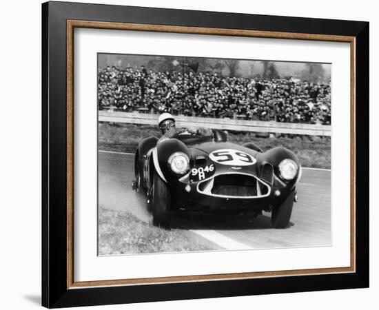 Stirling Moss Diving an Aston Martin DB3S, Goodwood, West Sussex, 1956-null-Framed Photographic Print