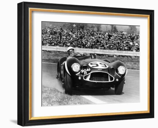 Stirling Moss Diving an Aston Martin DB3S, Goodwood, West Sussex, 1956-null-Framed Photographic Print