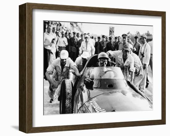 Stirling Moss in a Vanwall, Italian Grand Prix, Monza, 1957-null-Framed Photographic Print