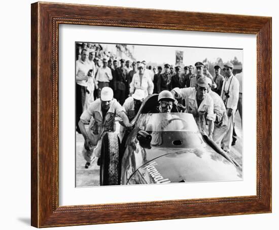 Stirling Moss in a Vanwall, Italian Grand Prix, Monza, 1957-null-Framed Photographic Print