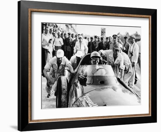 Stirling Moss in a Vanwall, Italian Grand Prix, Monza, 1957-null-Framed Photographic Print