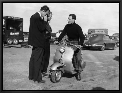 Stirling Moss on a Vespa Scooter, Goodwood, April 1952' Photographic Print  | Art.com