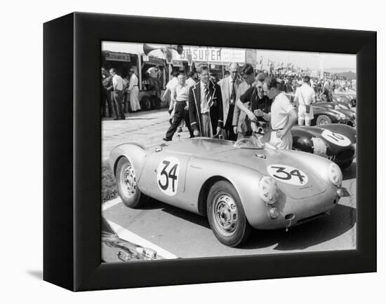 Stirling Moss with Porsche RSK, Goodwood, Sussex, 1955-null-Framed Premier Image Canvas