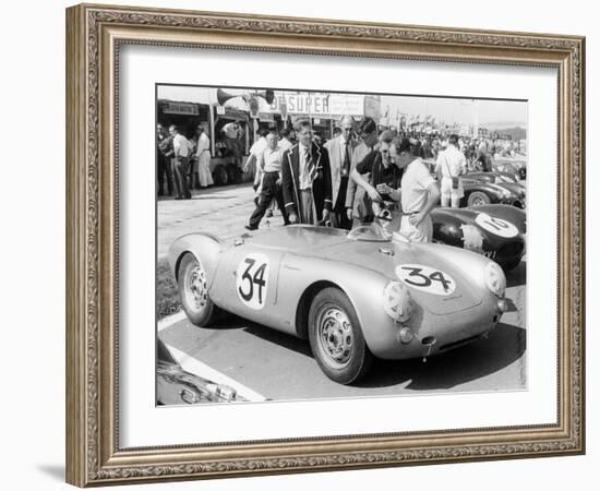 Stirling Moss with Porsche RSK, Goodwood, Sussex, 1955-null-Framed Photographic Print