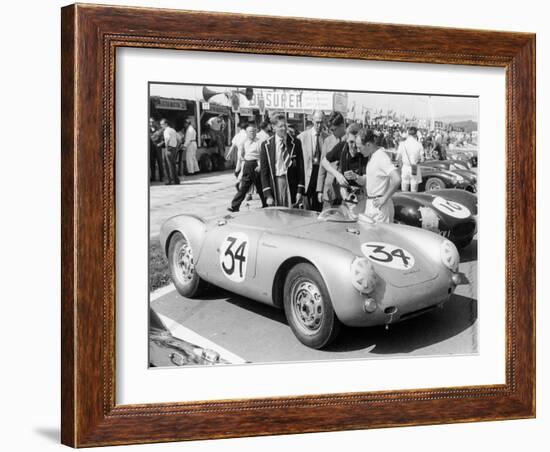 Stirling Moss with Porsche RSK, Goodwood, Sussex, 1955-null-Framed Photographic Print