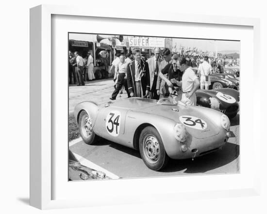 Stirling Moss with Porsche RSK, Goodwood, Sussex, 1955-null-Framed Photographic Print