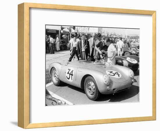 Stirling Moss with Porsche RSK, Goodwood, Sussex, 1955-null-Framed Photographic Print