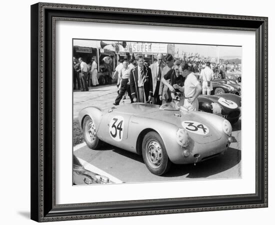 Stirling Moss with Porsche RSK, Goodwood, Sussex, 1955-null-Framed Photographic Print