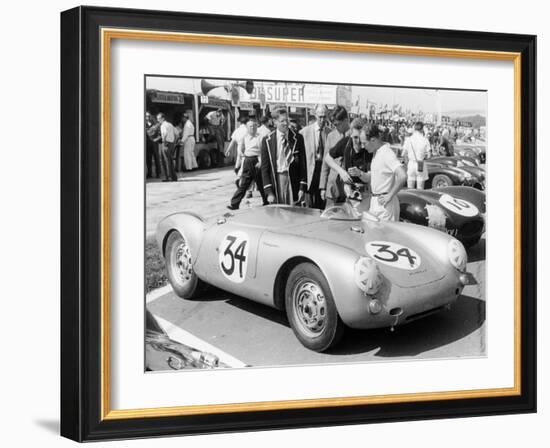 Stirling Moss with Porsche RSK, Goodwood, Sussex, 1955-null-Framed Photographic Print