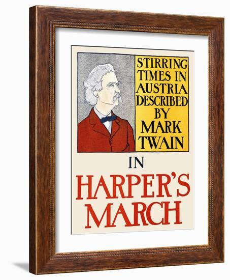 Stirring Times in Austria Described by Mark Twain in Harper's March-Edward Penfield-Framed Art Print