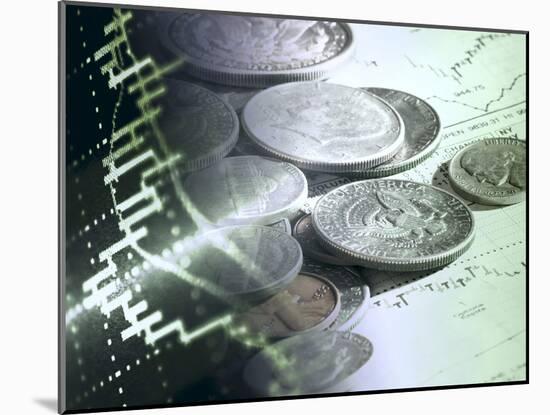 Stock Chart and Coins-null-Mounted Photographic Print