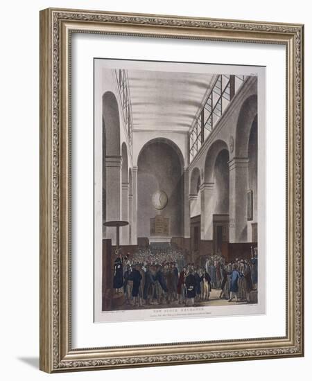 Stock Exchange, Bartholomew Lane, London, 1809-Joseph Constantine Stadler-Framed Giclee Print