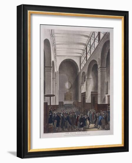 Stock Exchange, Bartholomew Lane, London, 1809-Joseph Constantine Stadler-Framed Giclee Print