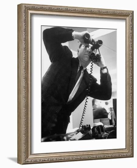 Stock Market Salesman with Binoculars-Yale Joel-Framed Photographic Print