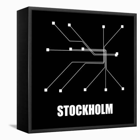 Stockholm Black Subway Map-null-Framed Stretched Canvas