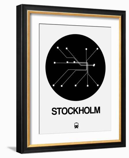 Stockholm Black Subway Map-NaxArt-Framed Art Print