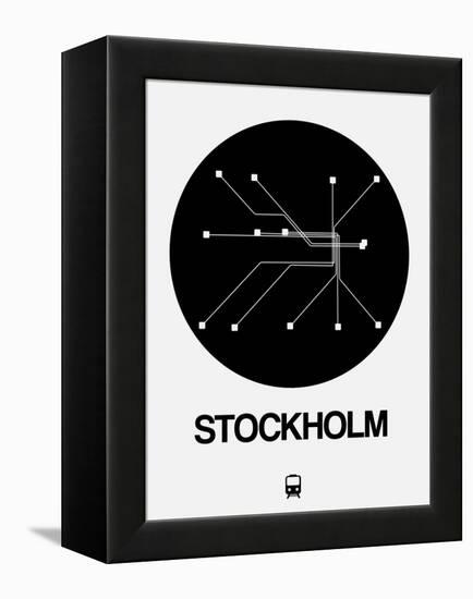 Stockholm Black Subway Map-NaxArt-Framed Stretched Canvas