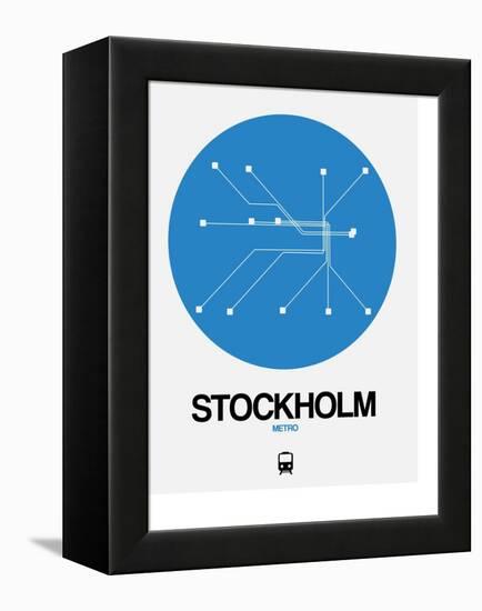 Stockholm Blue Subway Map-NaxArt-Framed Stretched Canvas