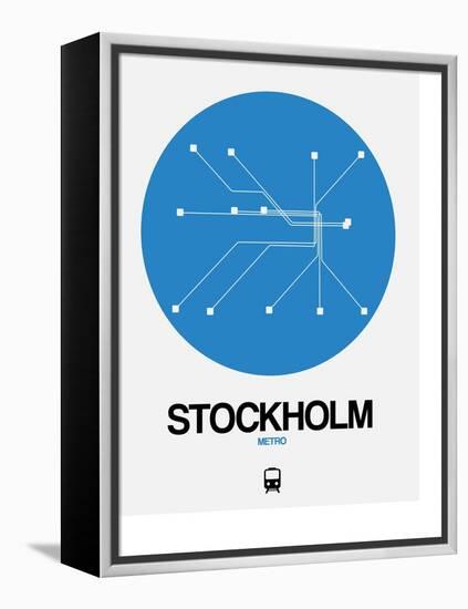 Stockholm Blue Subway Map-NaxArt-Framed Stretched Canvas