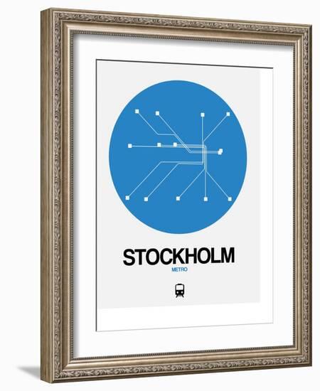 Stockholm Blue Subway Map-NaxArt-Framed Art Print