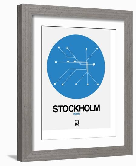 Stockholm Blue Subway Map-NaxArt-Framed Art Print