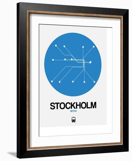 Stockholm Blue Subway Map-NaxArt-Framed Art Print