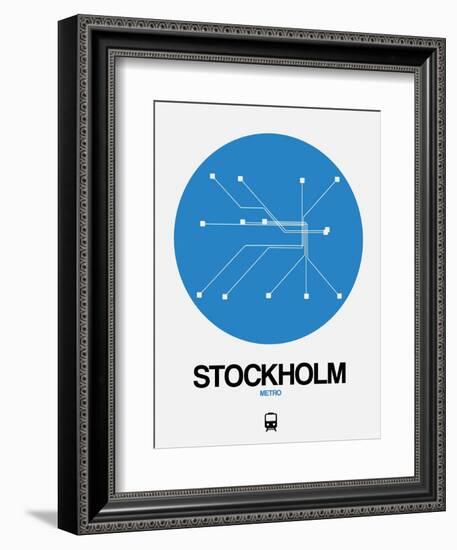 Stockholm Blue Subway Map-NaxArt-Framed Premium Giclee Print