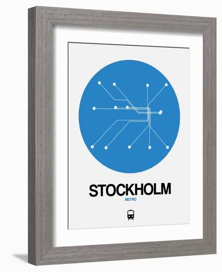 Stockholm Blue Subway Map-NaxArt-Framed Art Print