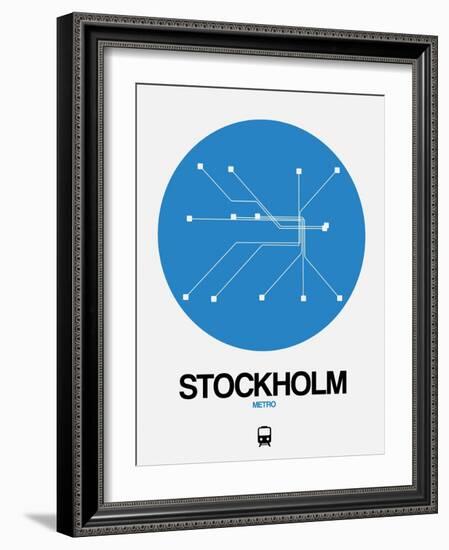 Stockholm Blue Subway Map-NaxArt-Framed Art Print