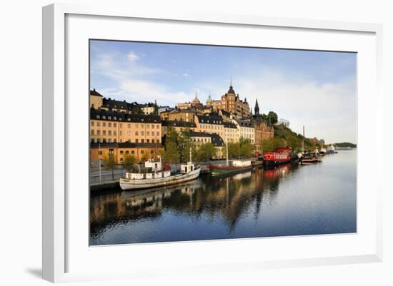 Stockholm Embankment with Boats-a40757-Framed Photographic Print