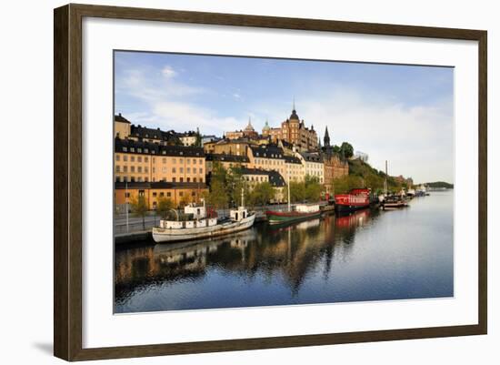 Stockholm Embankment with Boats-a40757-Framed Photographic Print