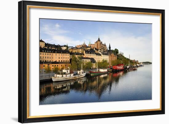 Stockholm Embankment with Boats-a40757-Framed Photographic Print