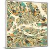 Stockholm Map-Jazzberry Blue-Mounted Art Print