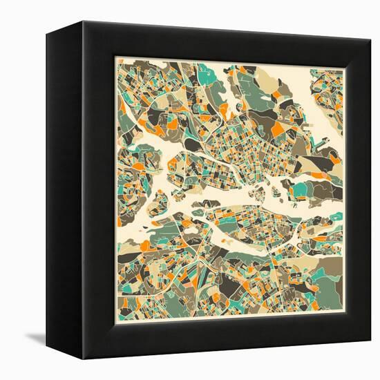 Stockholm Map-Jazzberry Blue-Framed Stretched Canvas