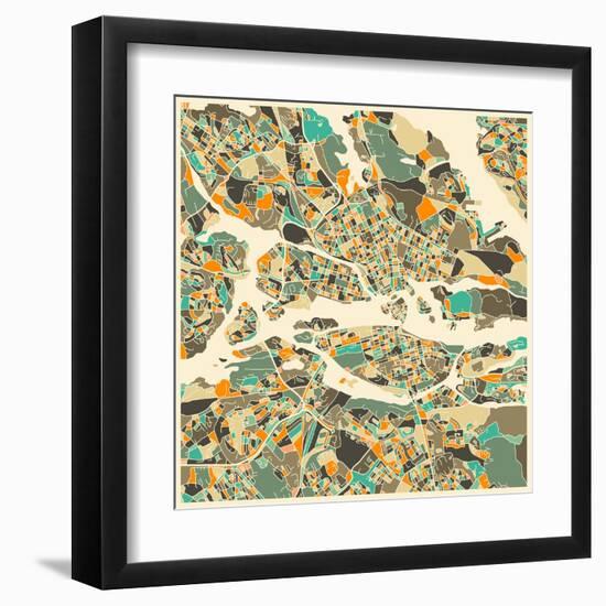 Stockholm Map-Jazzberry Blue-Framed Art Print